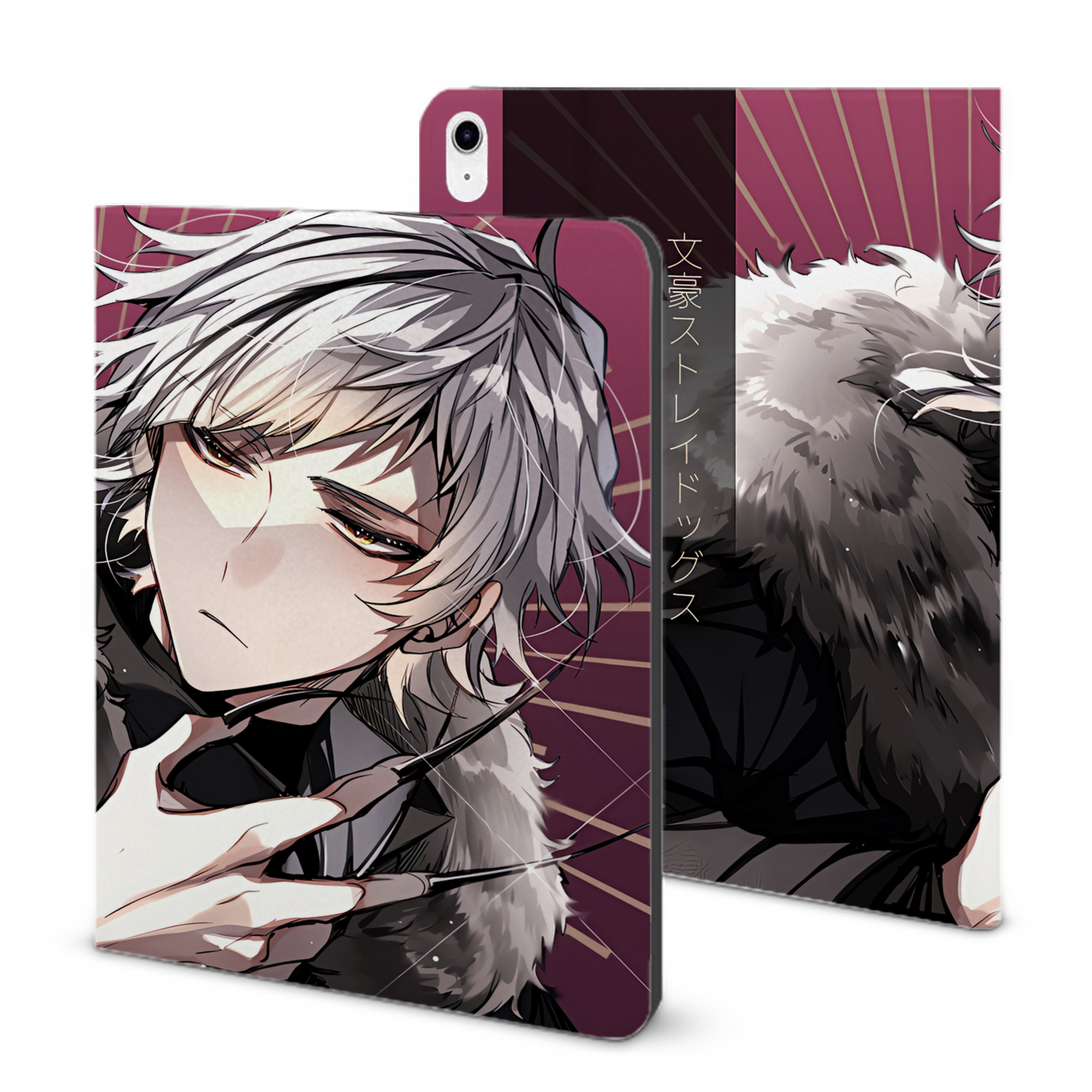 （画像用） 文豪ストレイドッグス Bungo Stray Dogs IPad ケース ブック型 PUレザー TPU 耐衝撃 軽量 薄型 ペン収納なし 全面保護 IPad 各モデル対応